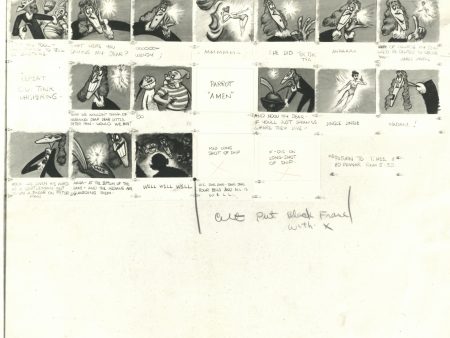 1940s Peter Pan Stat Storyboard Sheet: Captain Hook, Smee, Tinkerbell For Sale